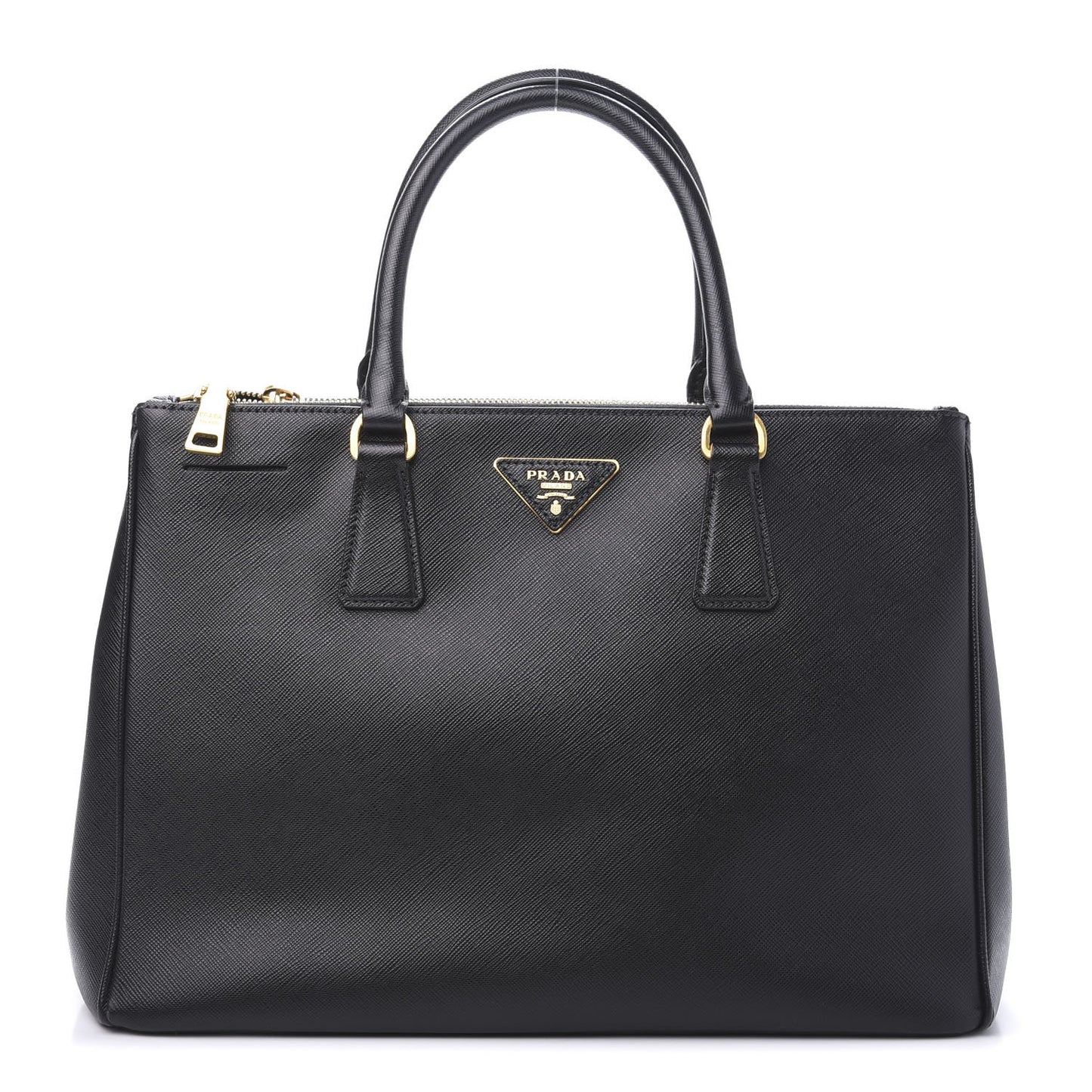 Saffiano Medium Galleria Double Zip Tote Black