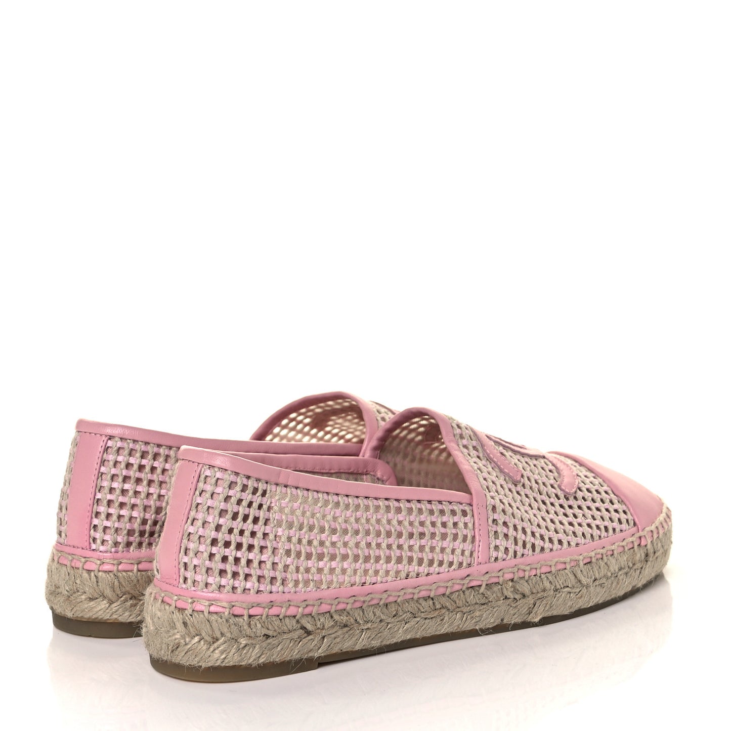 Mesh Lambskin CC Espadrilles 39 Light Pink Beige