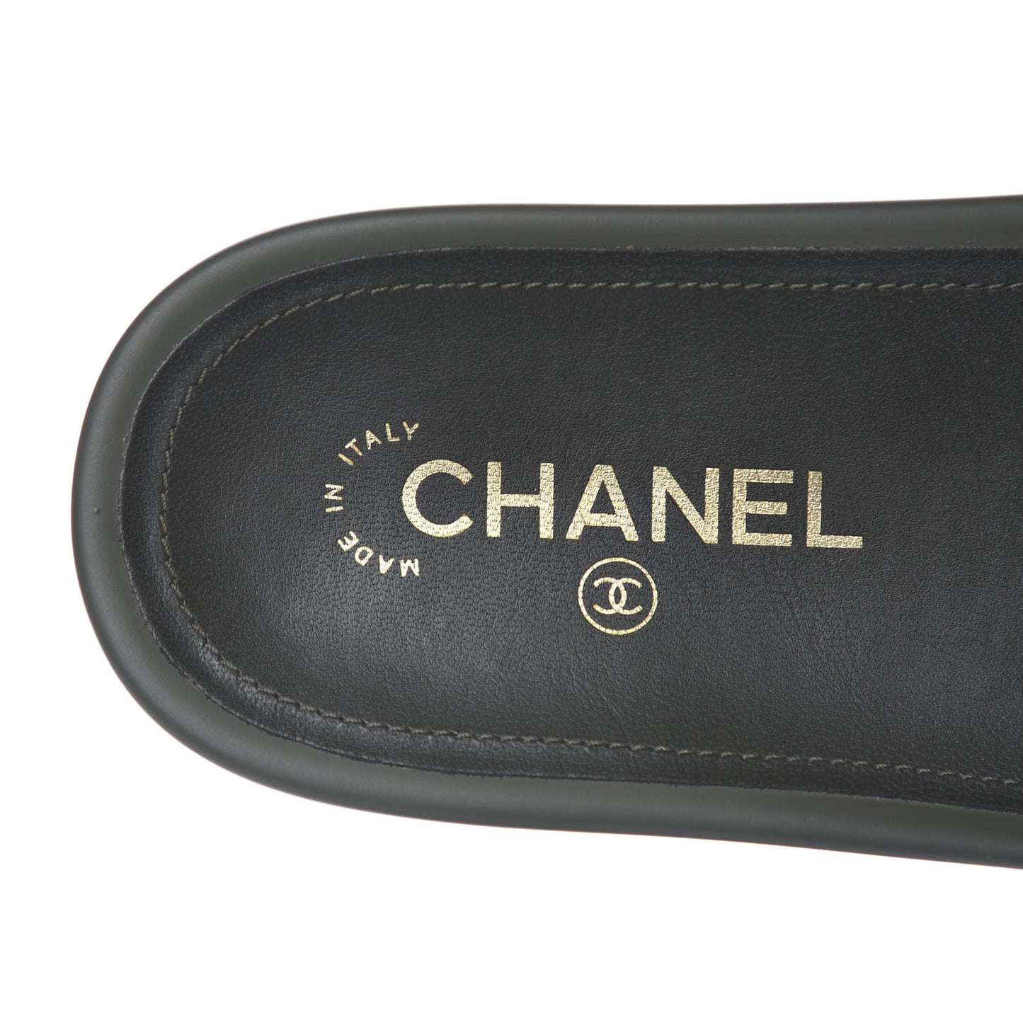 Canvas Chain Flat Sandals 40 Khaki