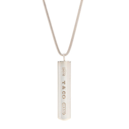 Tiffany Sterling Silver 1837 Bar Pendant Necklace 4 of 7