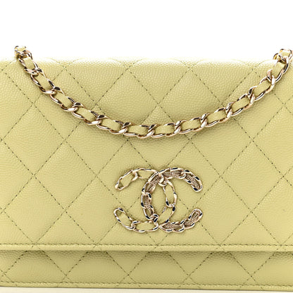 Chanel Caviar Quilted French New Wave Chain CC Wallet On Chain WOC Light Green 9 of 11