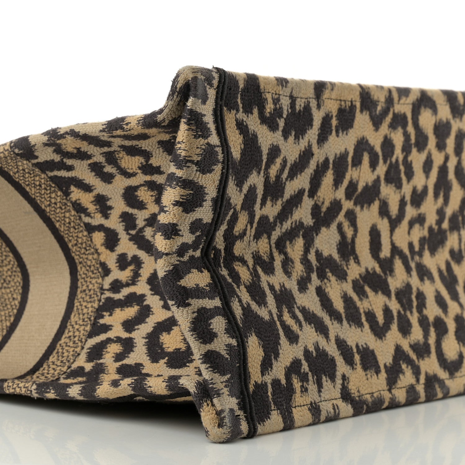 Christian Dior Canvas Mizza Embroidered Large Leopard Book Tote Beige 9 of 13