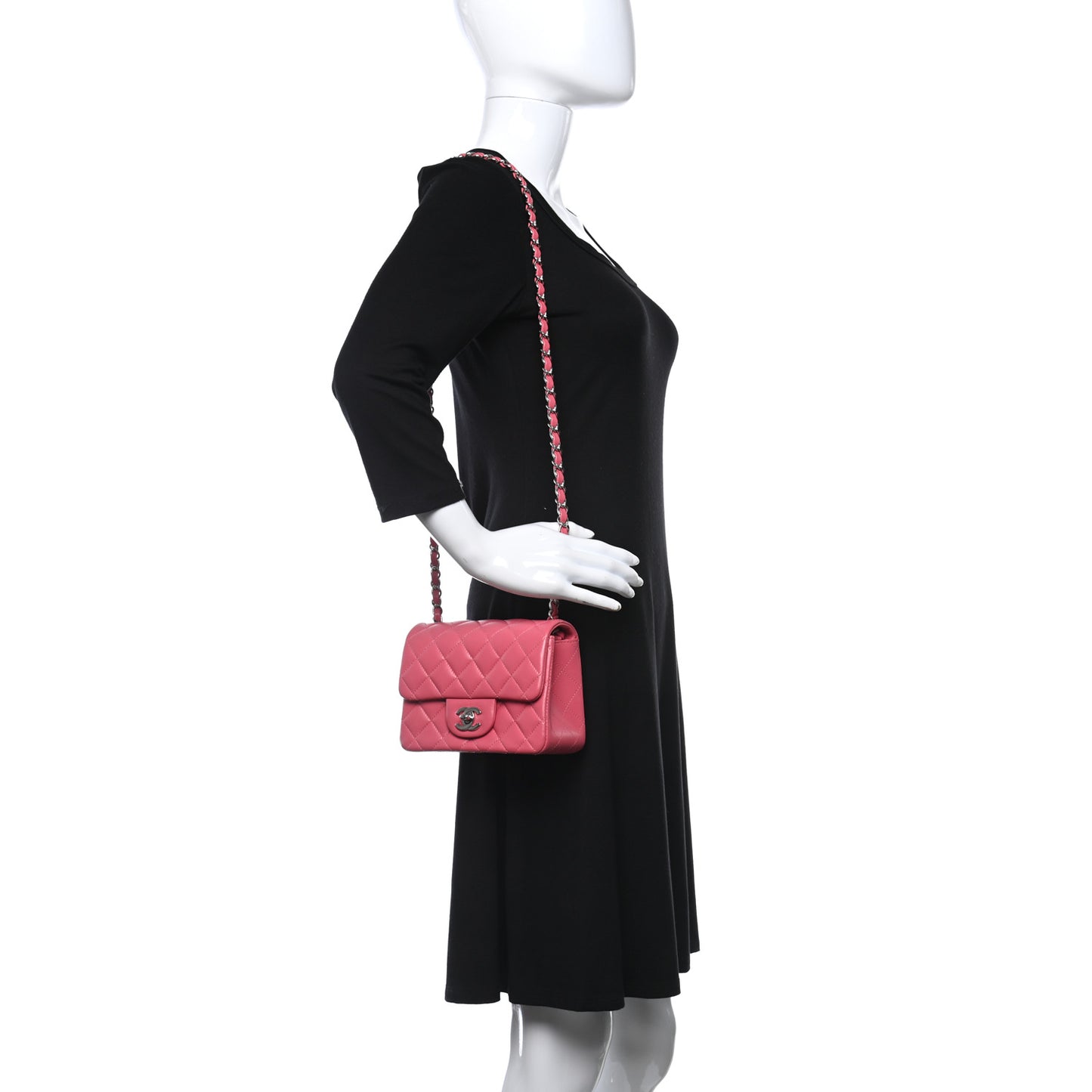 Lambskin Quilted Mini Square Flap Pink