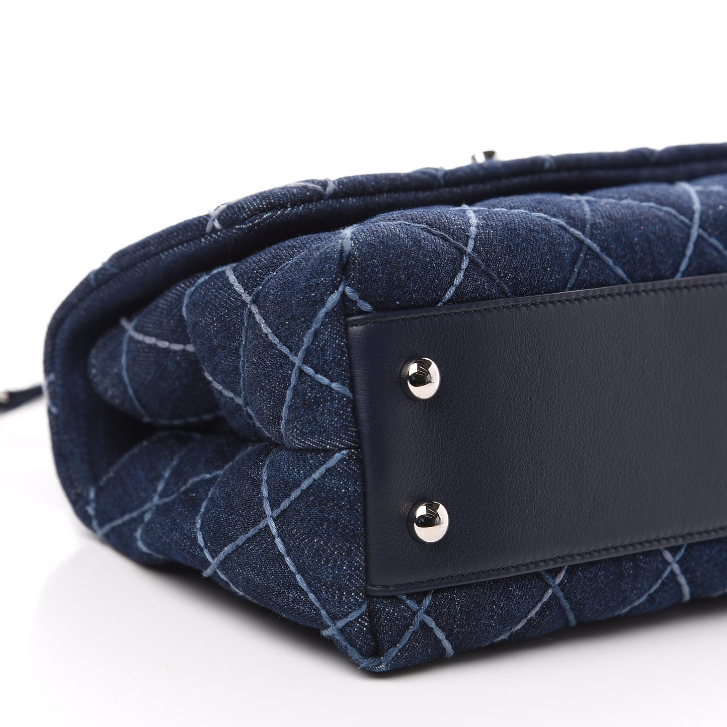 Denim Quilted Mini Coco Handle Flap Blue