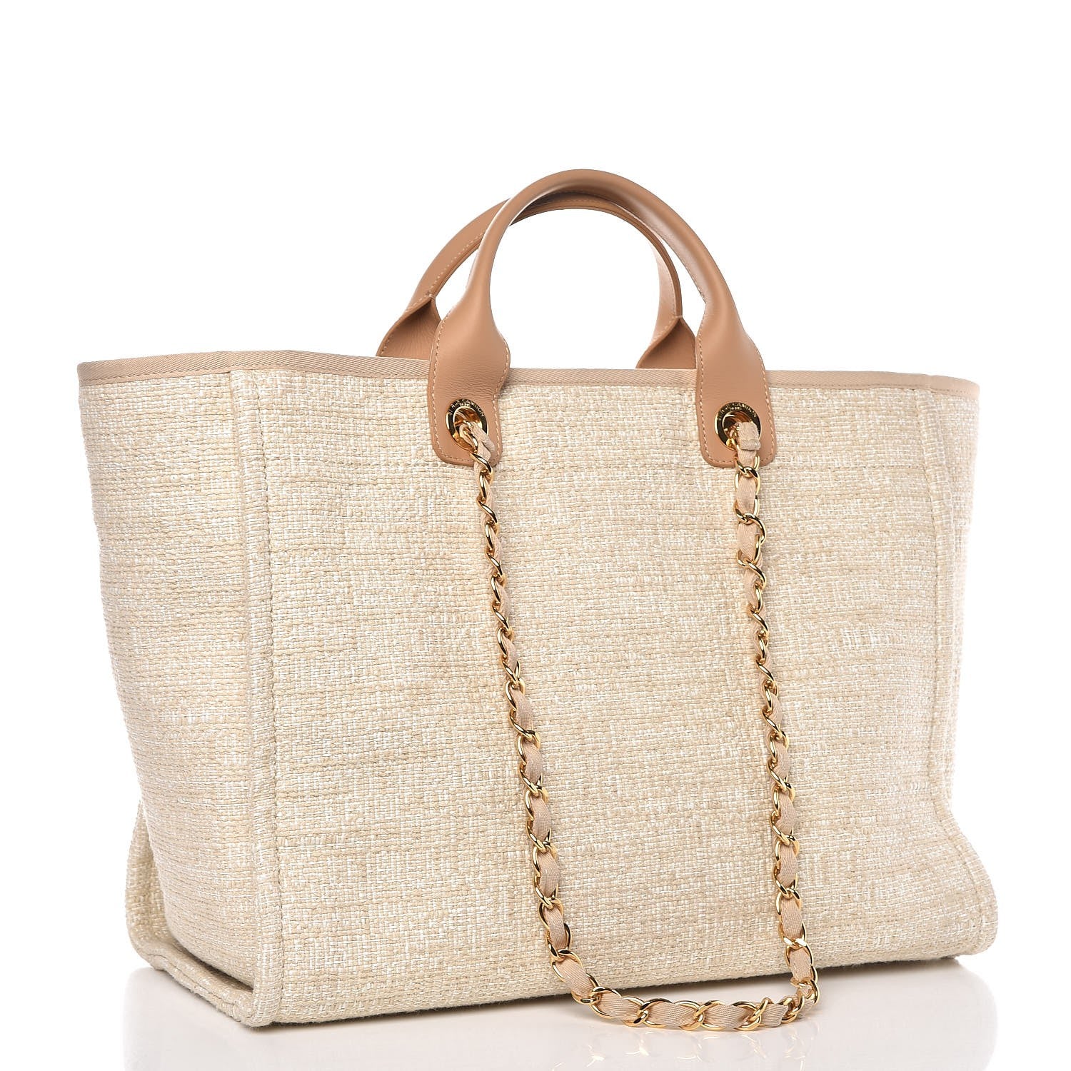 Chanel Canvas Large Deauville Tote Light Beige 4 of 17