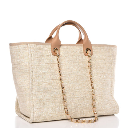 Chanel Canvas Large Deauville Tote Light Beige 4 of 17