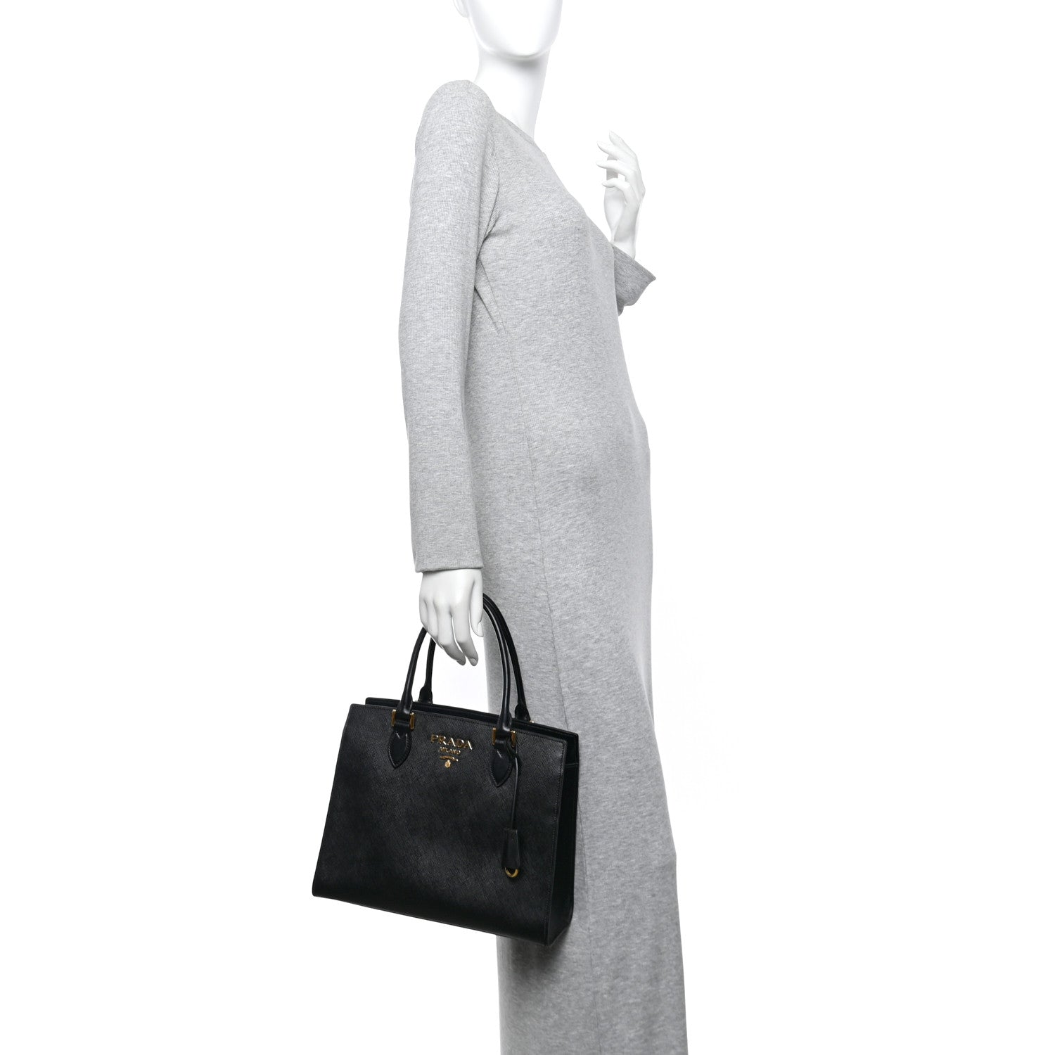 Prada Saffiano Soft Calfskin Large Tote Black 2 of 9
