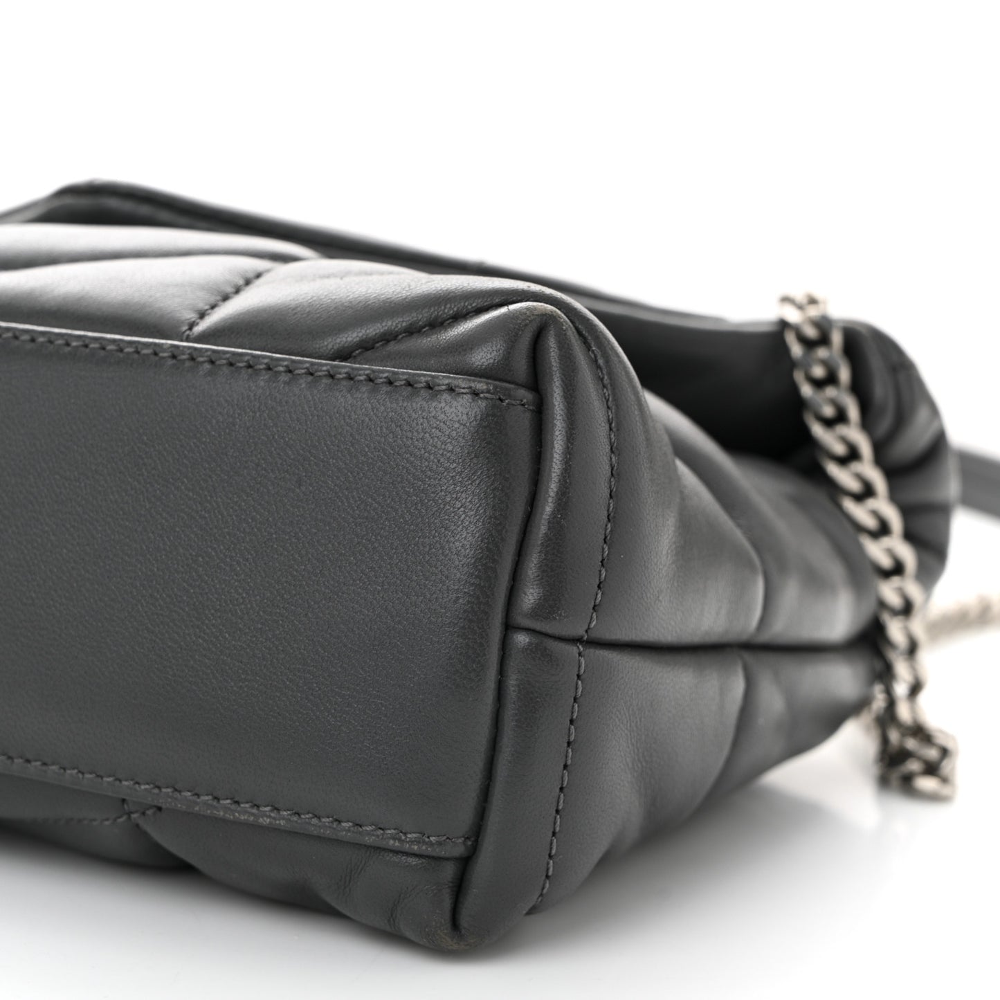 Lambskin Quilted Small Loulou Puffer Monogram Chain Satchel Storm