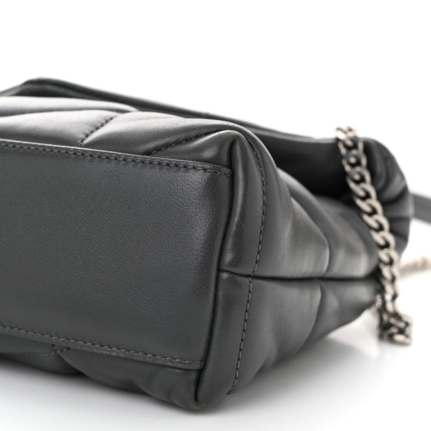 Saint Laurent Lambskin Quilted Small Loulou Puffer Monogram Chain Satchel Storm 10 of 10