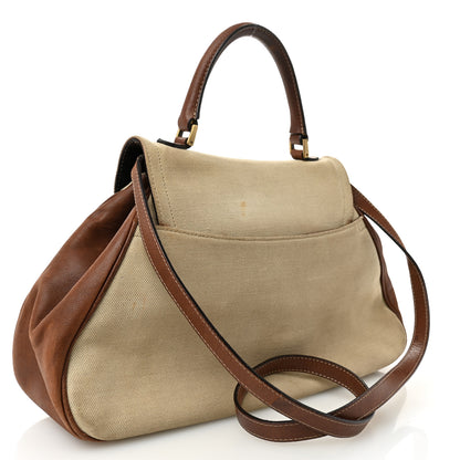 Christian Dior Canvas Calfskin Saddle Bowler Natural Brown 3 of 17