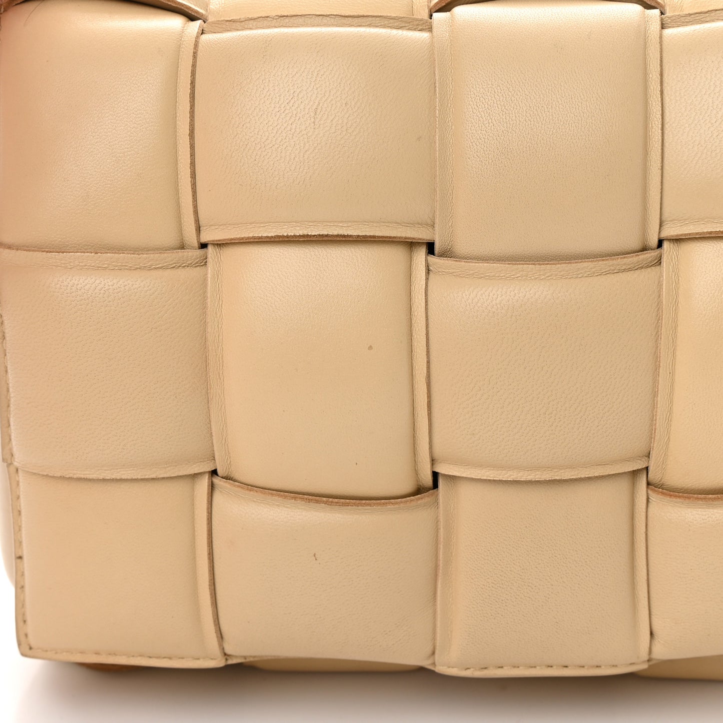 Lambskin Maxi Intreccio Padded Chain Cassette Crossbody Bag Porridge