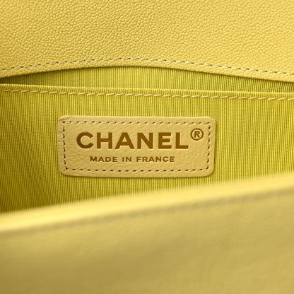 Chanel Caviar Chevron Quilted Small Boy Flap Yellow 6 of 9