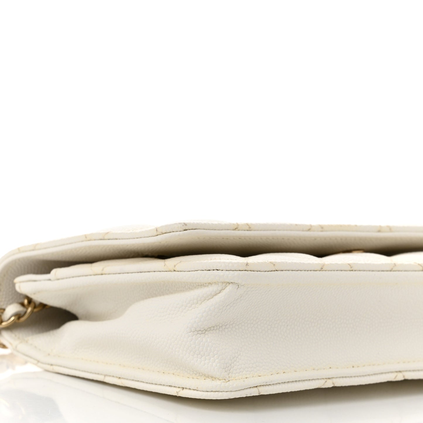 Caviar Quilted Wallet On Chain WOC White