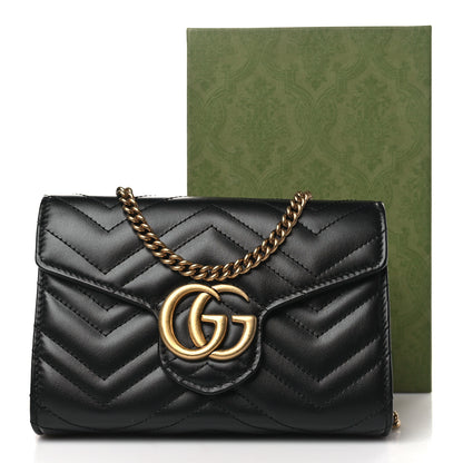 Gucci Calfskin Matelasse GG Marmont Chain Wallet Black 11 of 11