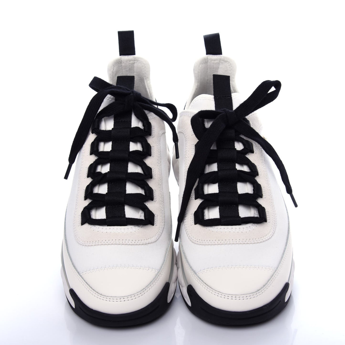 Velvet Calfskin Mixed Fibers CC Sneakers 39 Ivory Black