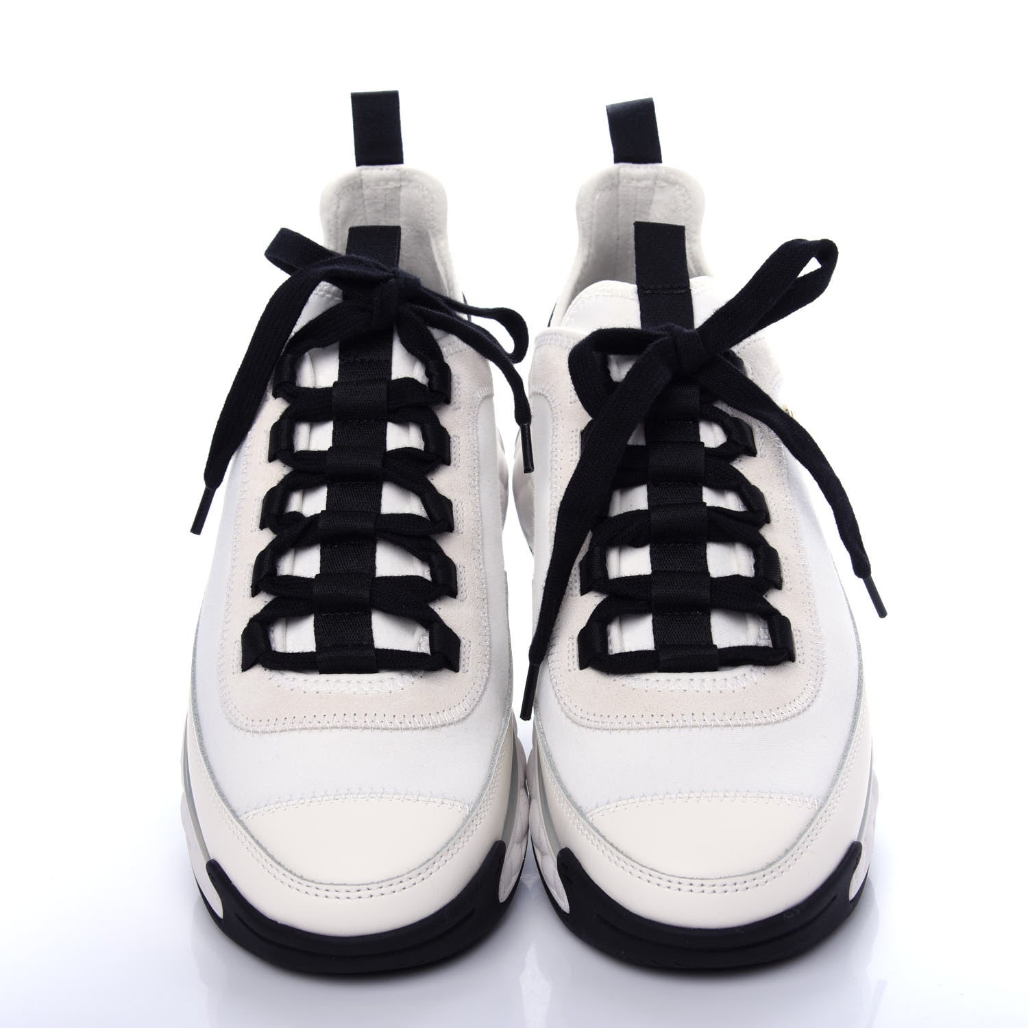 Chanel Velvet Calfskin Mixed Fibers CC Sneakers 39 Ivory Black 5 of 11
