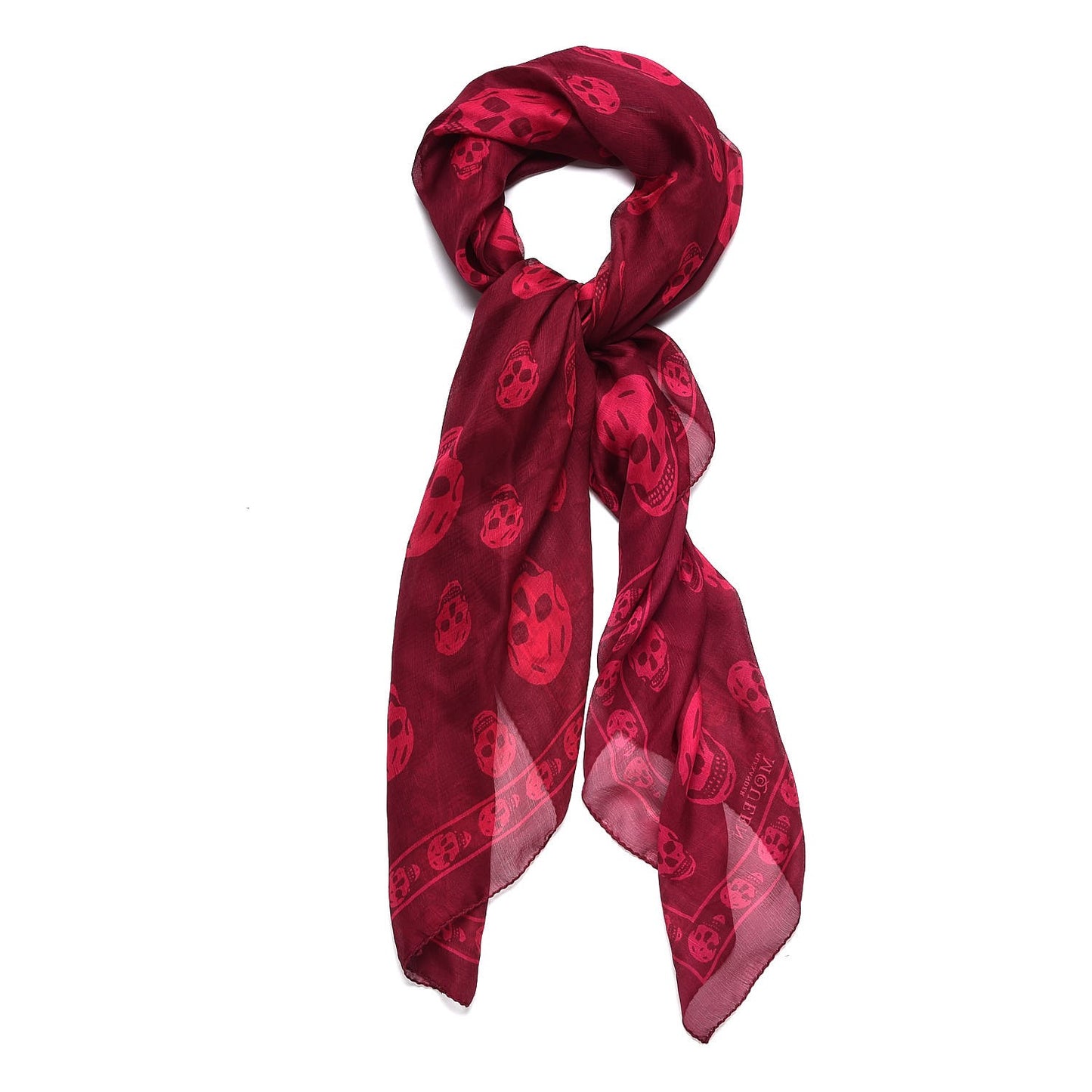 Silk Chiffon Skull Scarf Red Pink