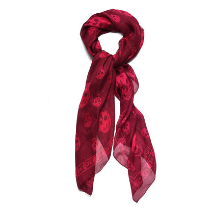 Alexander McQueen Silk Chiffon Skull Scarf Red Pink 1 of 6