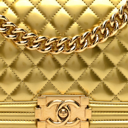 Chanel Metallic Patent Calfskin Quilted Medium Boy Flap Gold 8 of 11