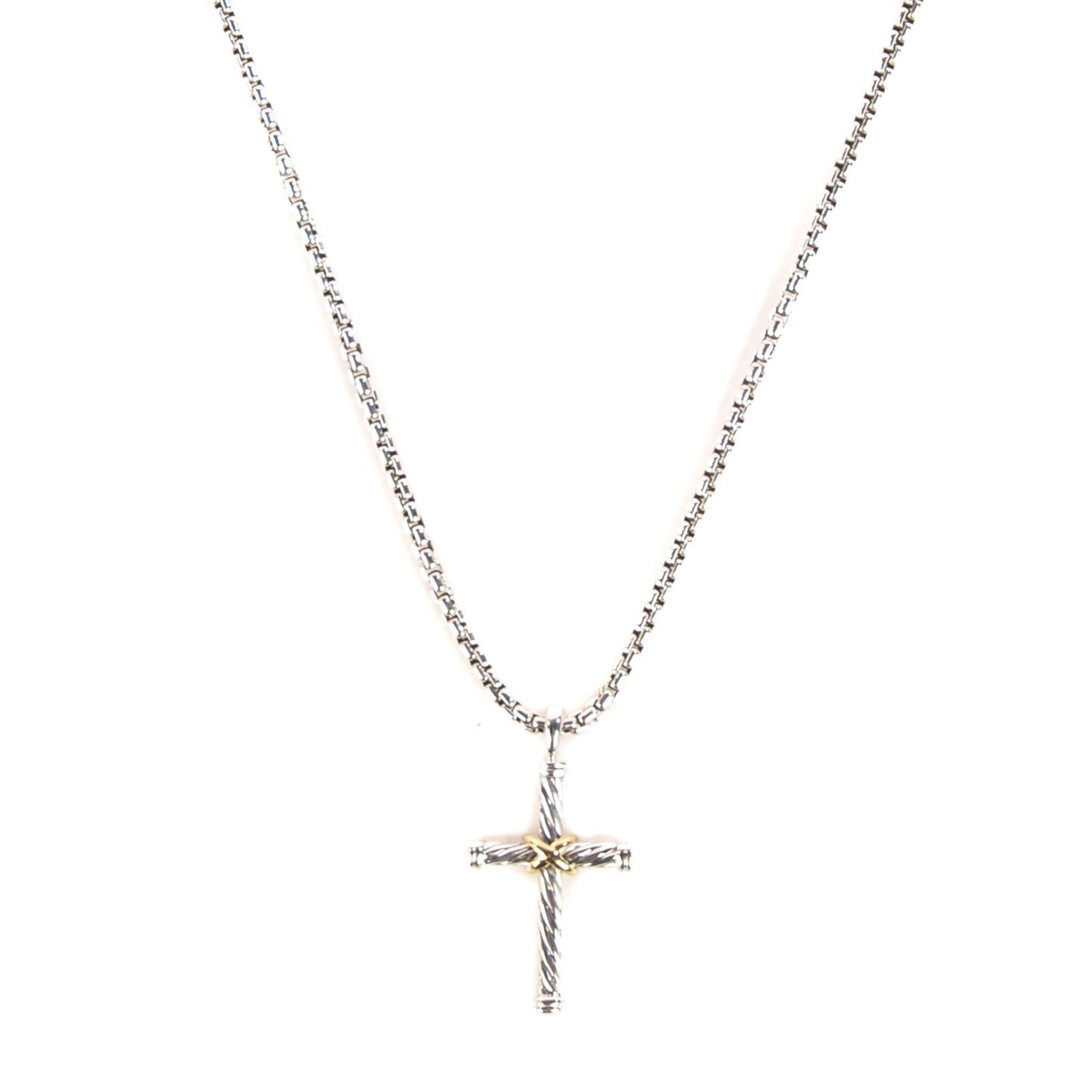 Sterling Silver 18K Gold 36mm X Cross Necklace