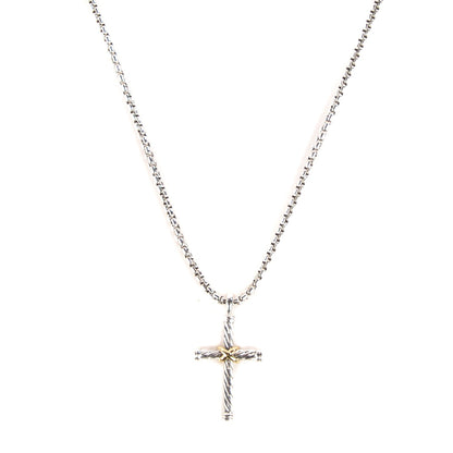 David Yurman Sterling Silver 18K Gold 36mm X Cross Necklace 1 of 7