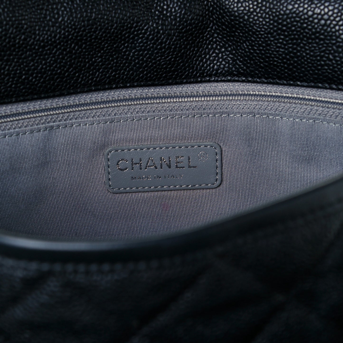 Caviar Quilted Large French Riviera Flap Black