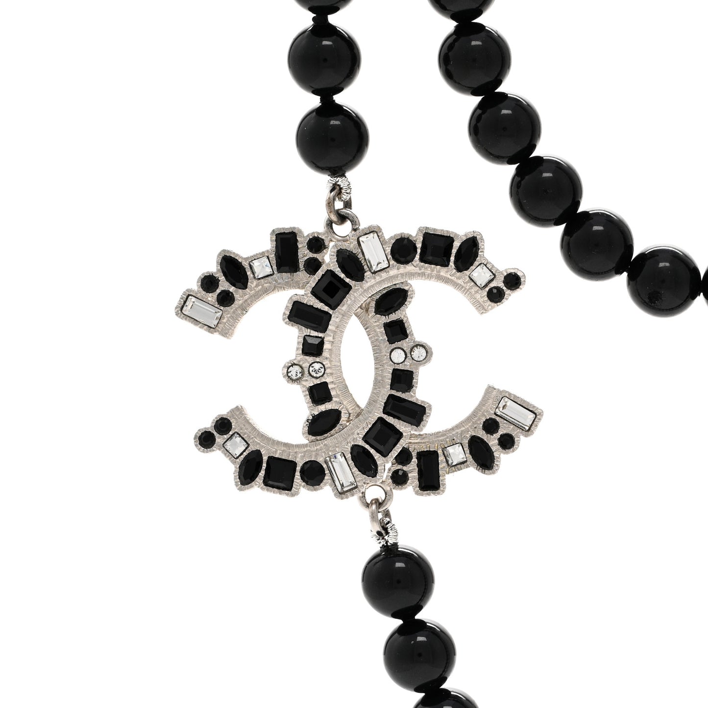 Pearl Crystal CC Camellia Necklace Ruthenium Black