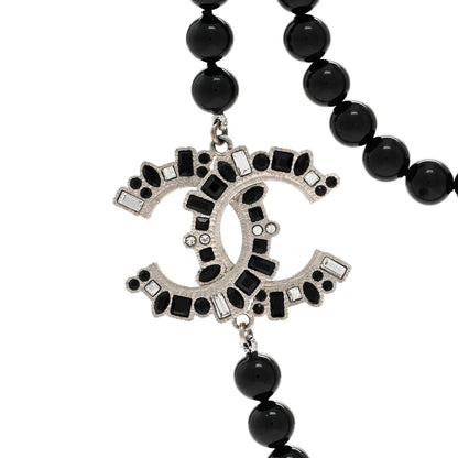 Chanel Pearl Crystal CC Camellia Necklace Ruthenium Black 4 of 5