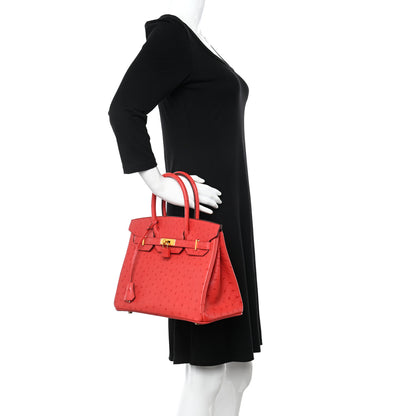 Hermes Ostrich Birkin 30 Rouge Vif 2 of 14