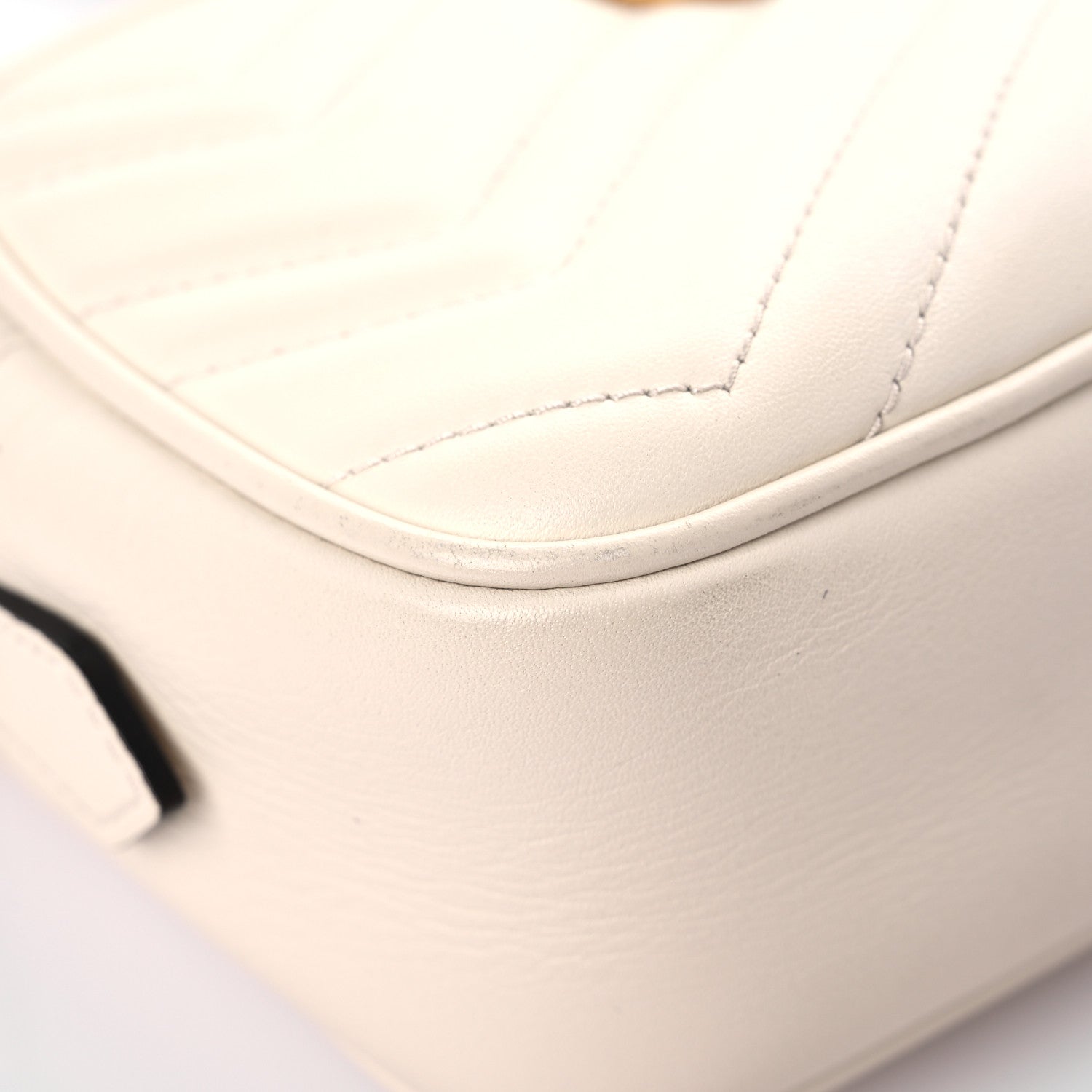 Gucci Calfskin Matelasse Mini GG Marmont Chain Shoulder Bag White 8 of 16