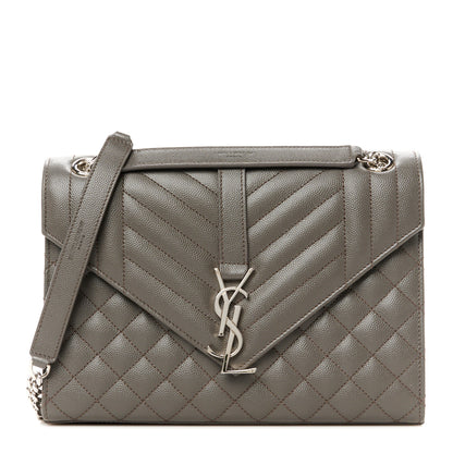 Saint Laurent Grain De Poudre Textured Mixed Matelasse Medium Triquilt Monogram Satchel Earth 1 of 11