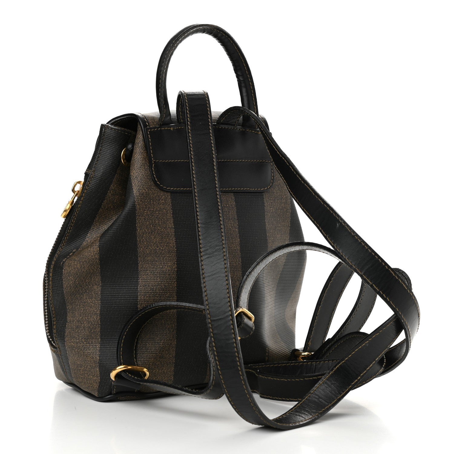 Fendi Coated Canvas Pequin Drawstring Backpack Tobacco 3 of 11