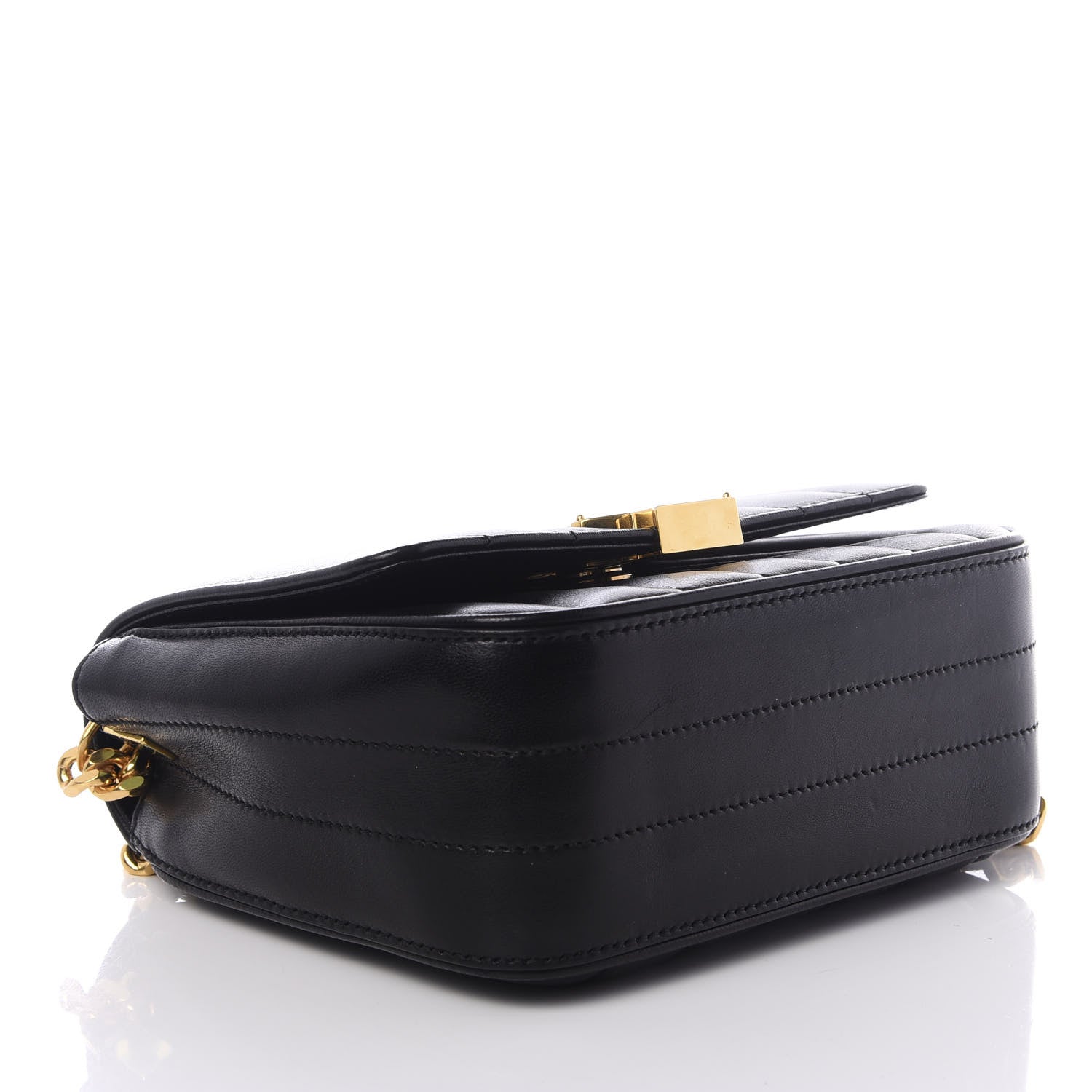 Saint Laurent Lambskin Matelasse Monogram Small Vicky Chain Bag Black 3 of 8