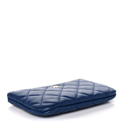 Chanel Lambskin Quilted Small Cosmetic Case Blue 4 of 11