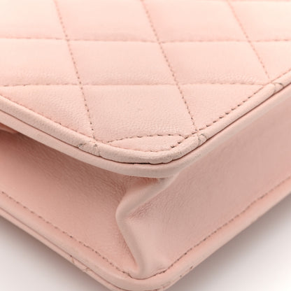 Chanel Lambskin Quilted CC Pouch Wristlet Pink 12 of 14