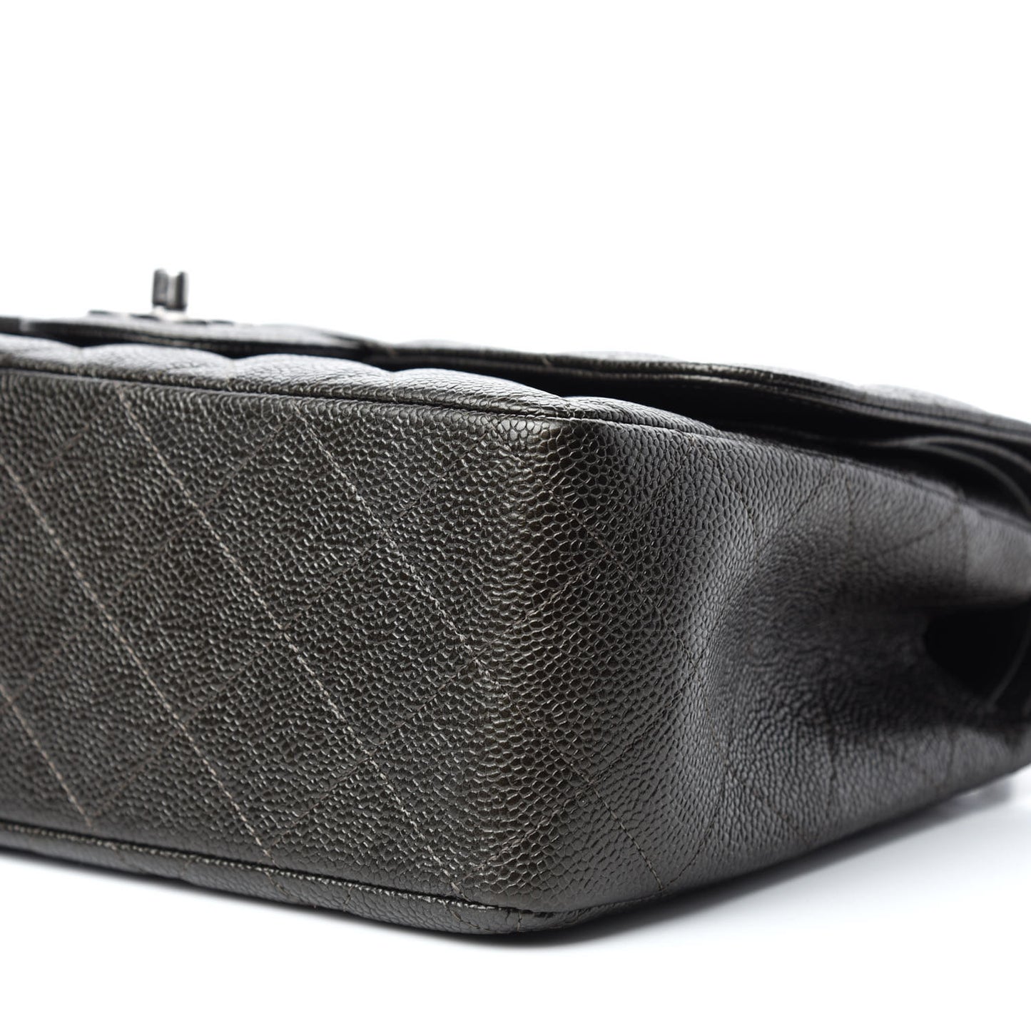 Caviar Quilted Jumbo Double Flap Dark Charcoal