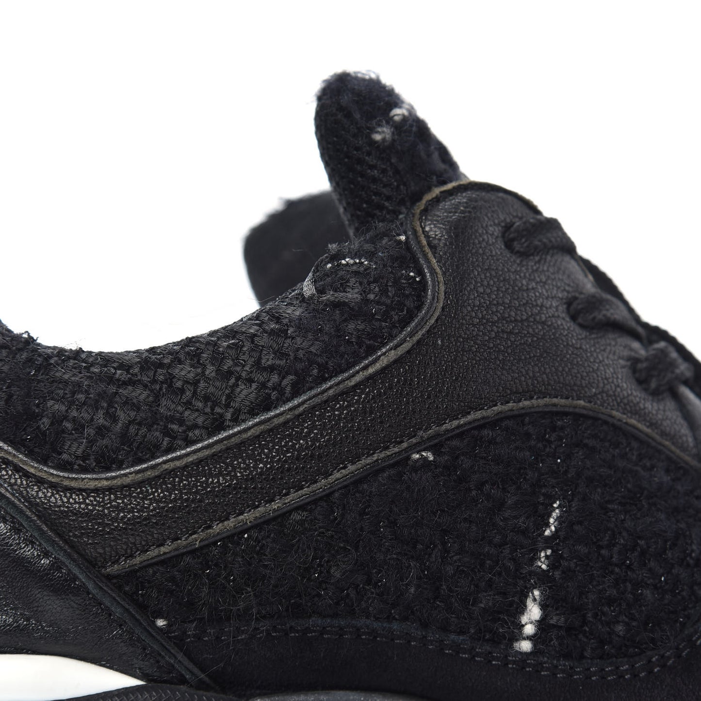 Tweed Suede Goatskin CC Sneakers 37.5 Black White