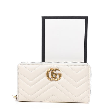 Gucci Calfskin Matelasse GG Marmont Zip Around Wallet White 7 of 7