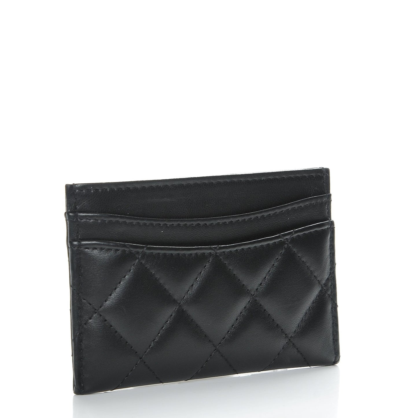 Lambskin Quilted Card Holder Black