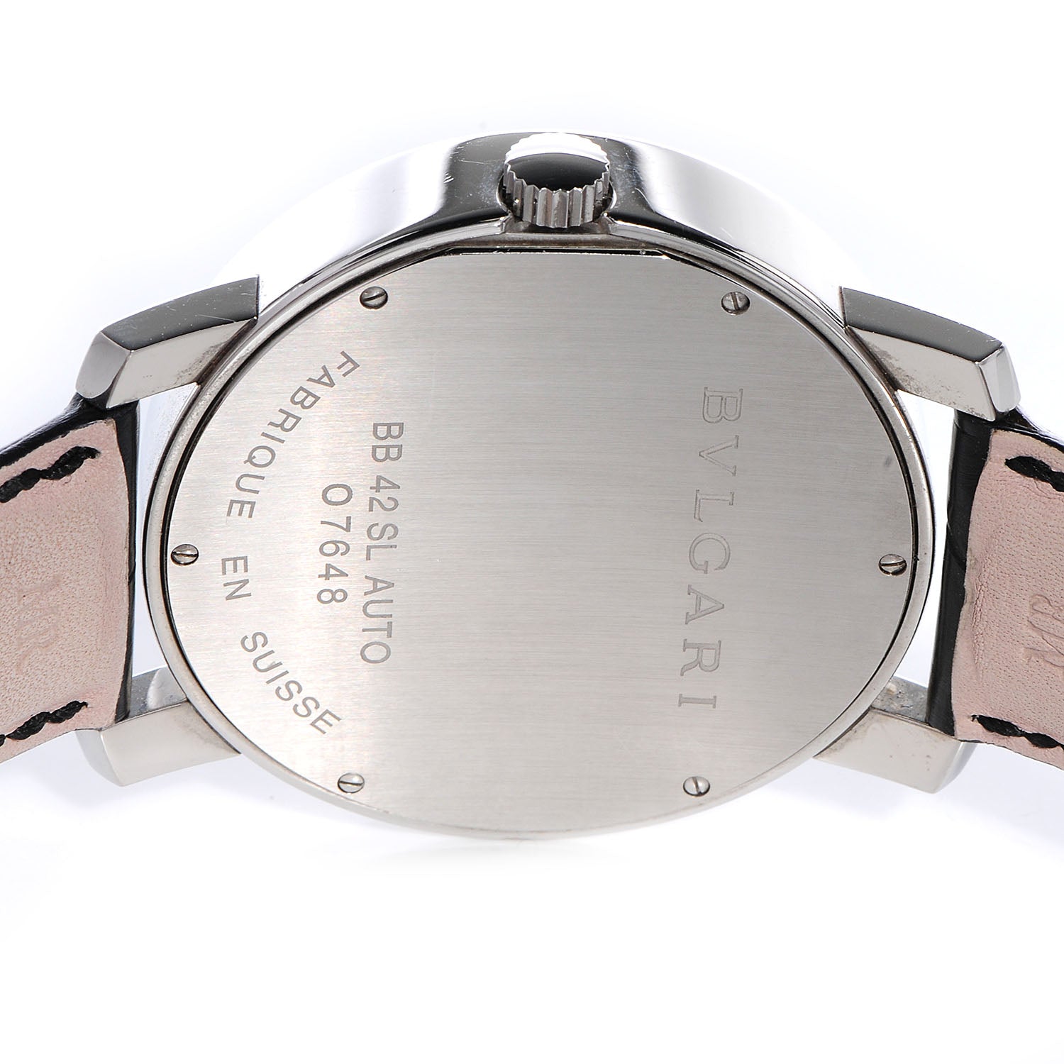 Bulgari BVLGARI Mens Stainless Steel Leather 41mm Solotempo Watch White 4 of 9