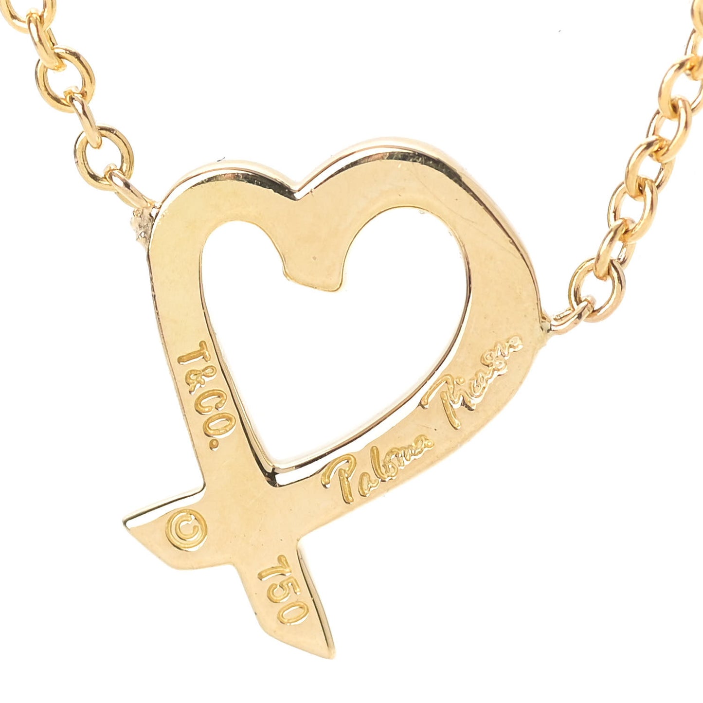 18K Yellow Gold Mini Paloma Picasso Loving Heart Pendant Necklace