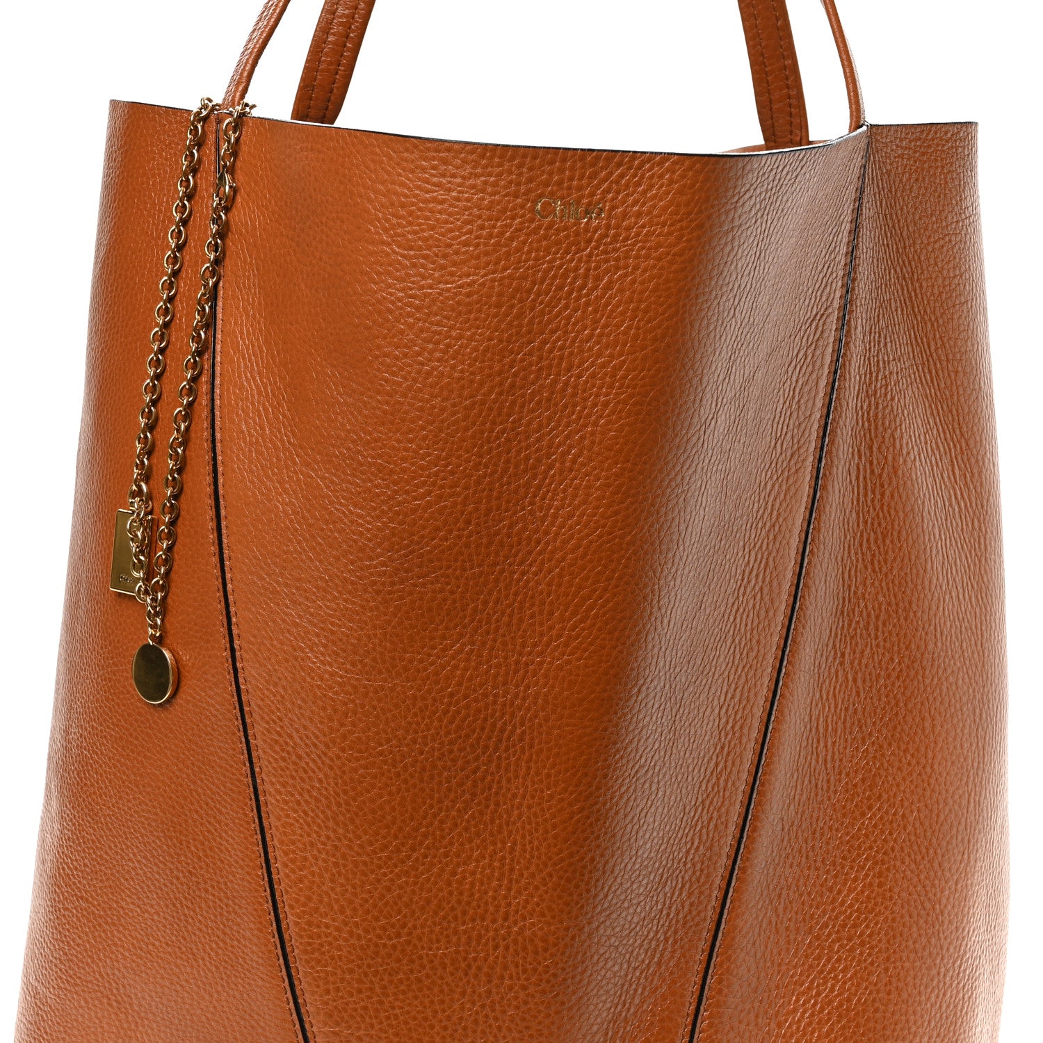Chloe Grained Calfskin Large Spin Tote Clay Brown 8 of 10