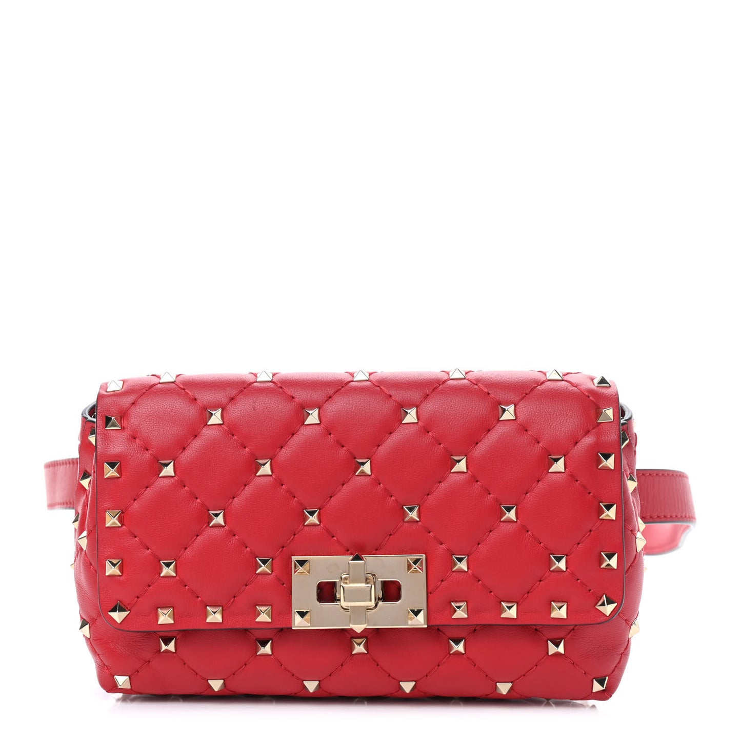 Nappa Rockstud Spike Belt Bag Rouge Pur