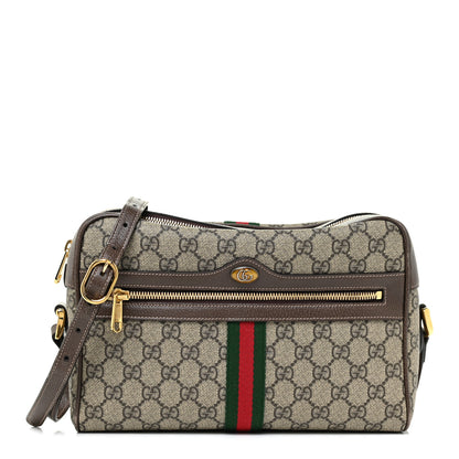 Gucci GG Supreme Monogram Web Small Ophidia Shoulder Bag Brown 1 of 13