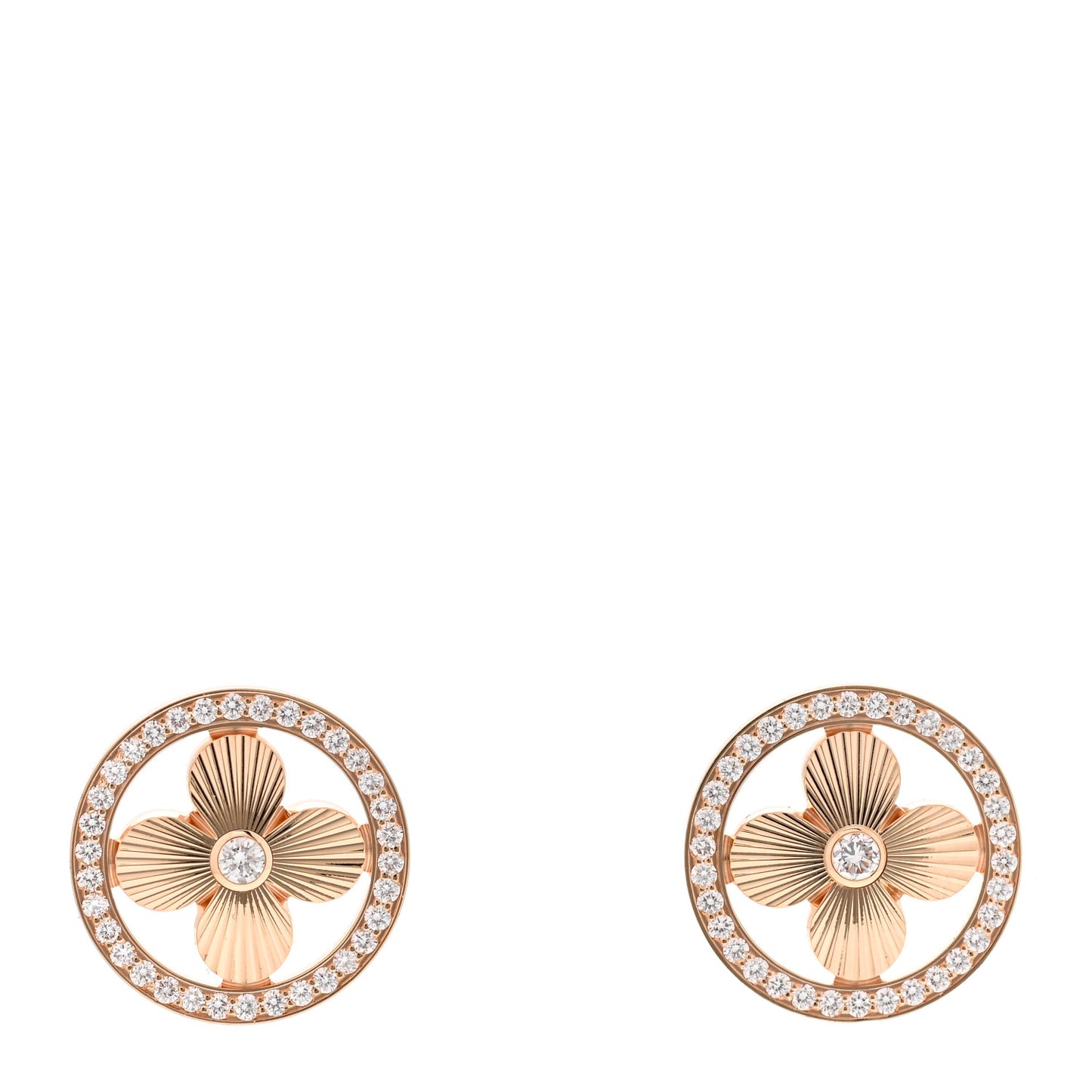 18K Pink Gold Diamond Blossom Stud Earrings