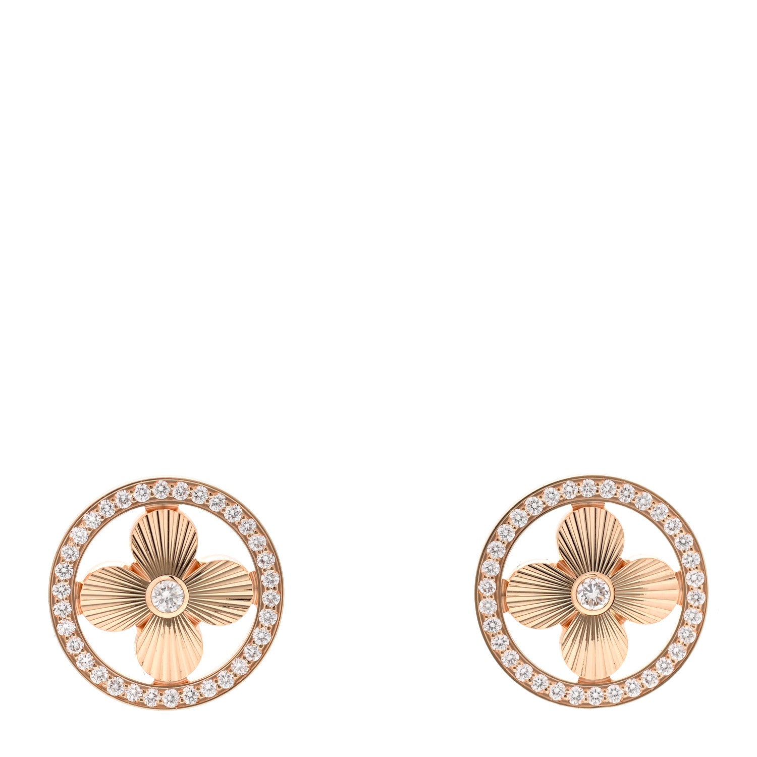 Louis Vuitton 18K Pink Gold Diamond Blossom Stud Earrings 1 of 4