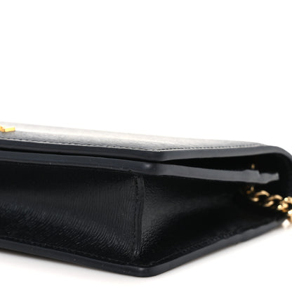 Gucci Textured Calfskin Script Logo Wallet On Chain Black 10 of 11