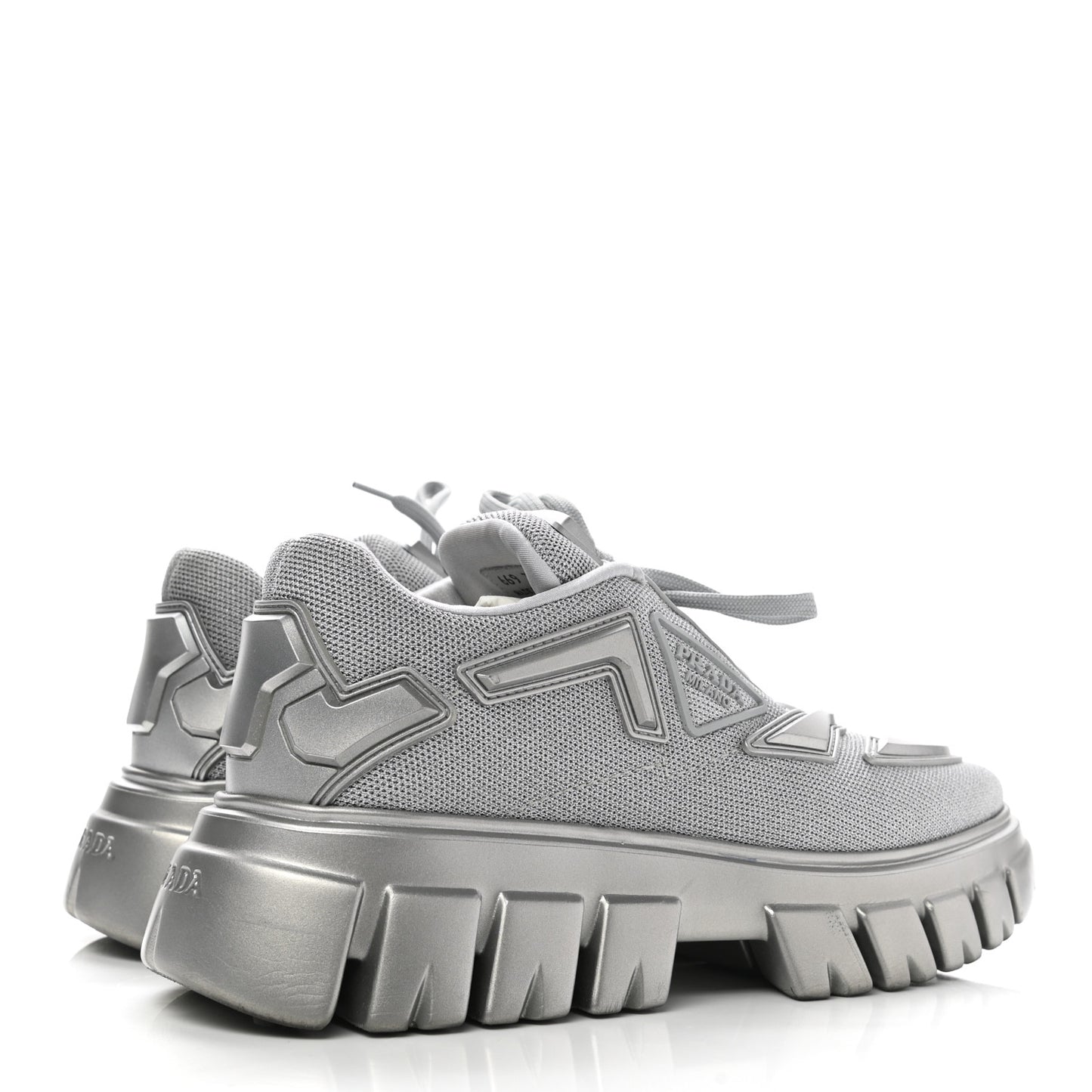 Rubber Technical Knit Fabric Triangle Logo Evolution 55mm Sneakers 38 Argento