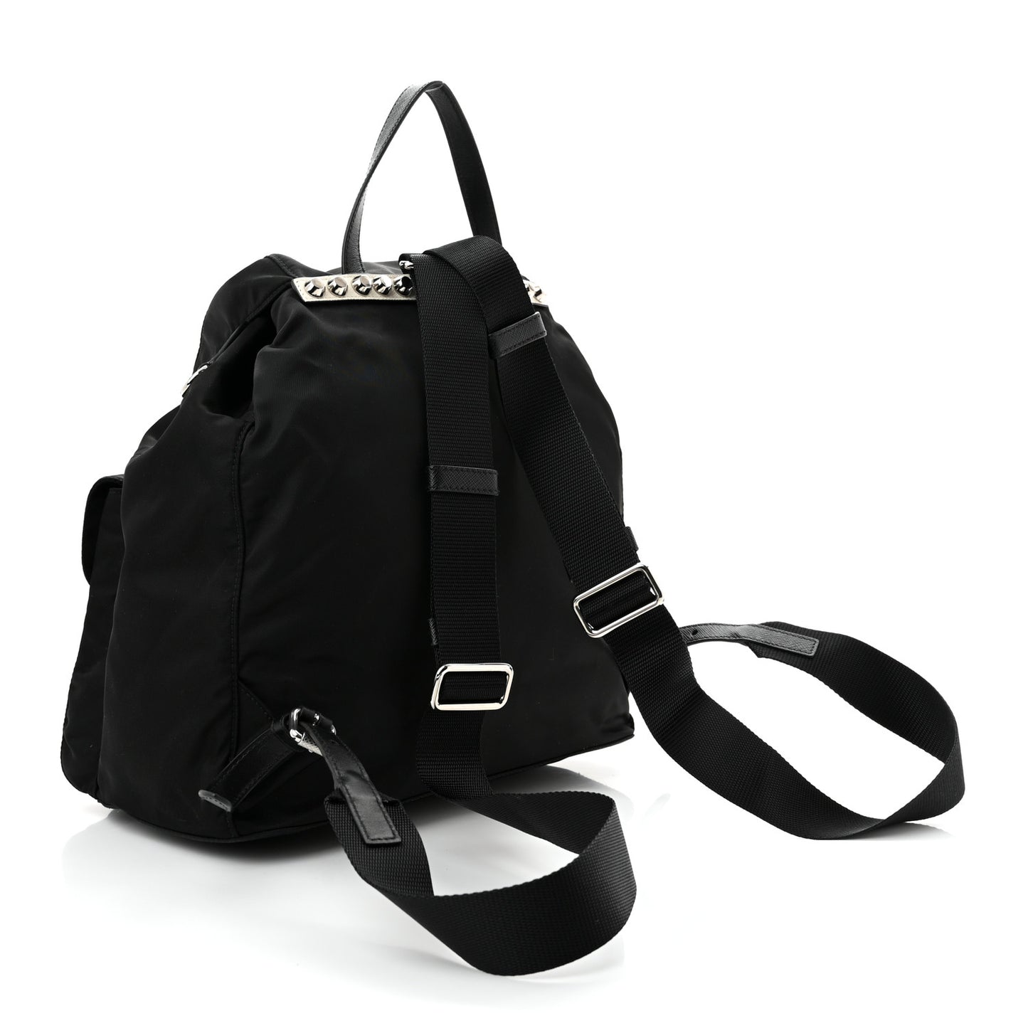 Nylon New Vela Studded Backpack Black White