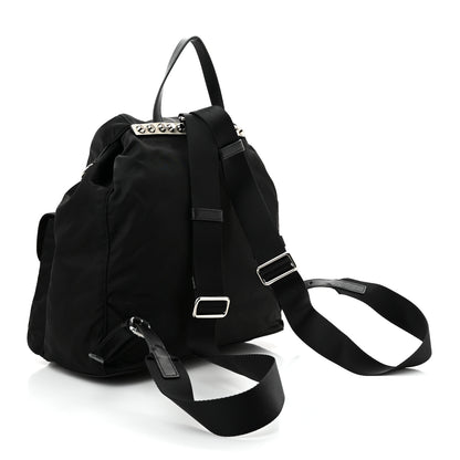 Prada Nylon New Vela Studded Backpack Black White 3 of 9
